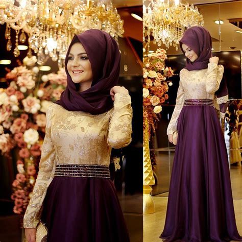 2017 Arabic Evening Gowns Dresses Women Kaftan Dubai Hijab Evening