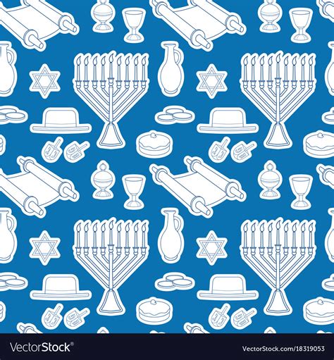 Jewish Holiday Hanukkah Seamless Pattern Vector Image