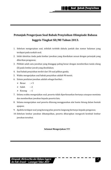 Kecamatan 2018 soal & kunci jawaban | olimpiade ipa sd tingkat nasional bag. Contoh Soal Olimpiade Ips Tingkat Sd - Berbagi Contoh Soal