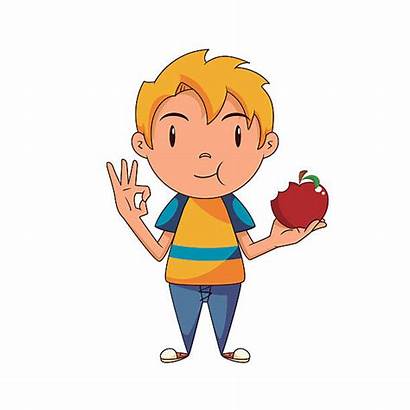 Hungry Kid Apple Clipart Cartoon Eating Clip