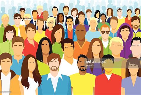 Diverse Group Of Faceless People Flat Design High Res Vector Graphic