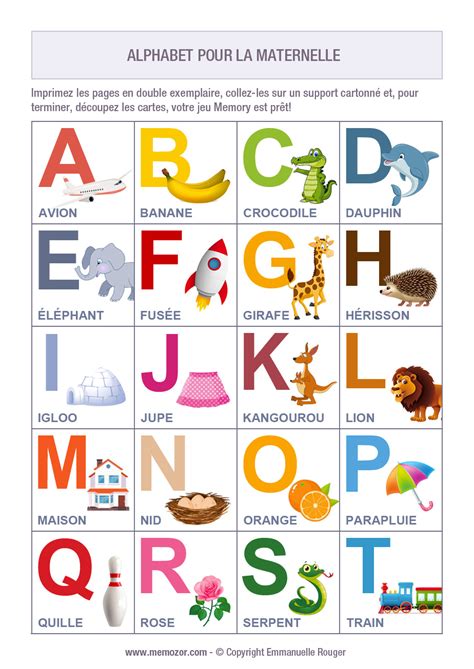 Memory Lettres De Lalphabet à Alphabet Francais A Imprimer Alphabet