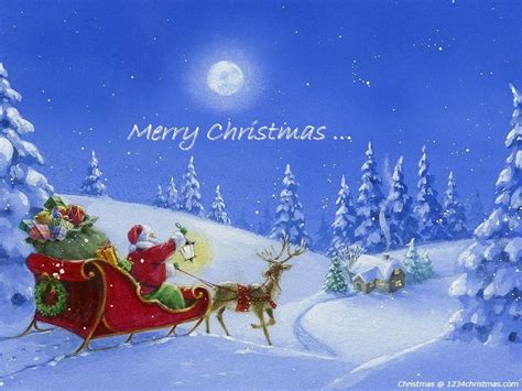 Santa Claus Flying Reindeer Wallpaper Download Christmas Art Santa