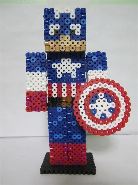 Captain America Minecraft Skin 3dperler Beads Plantillas Hama Beads