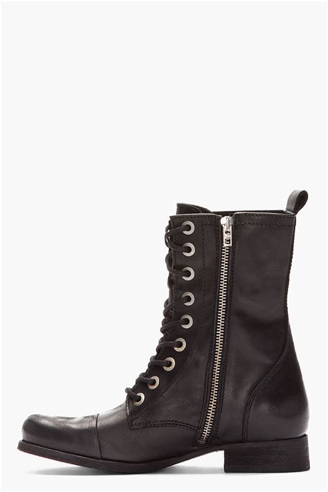 Lyst Diesel Black Leather Arthik Combat Boots In Black