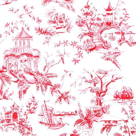Art Print Red Chinoiserie Pattern Chinoiserie Watercolor