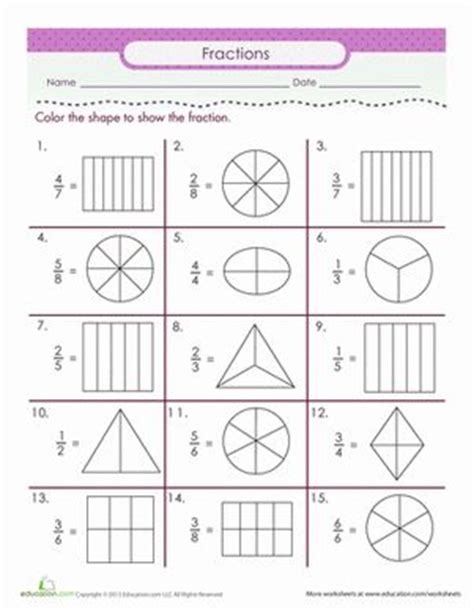 color the fraction 2nd grade math fractions 2nd grade