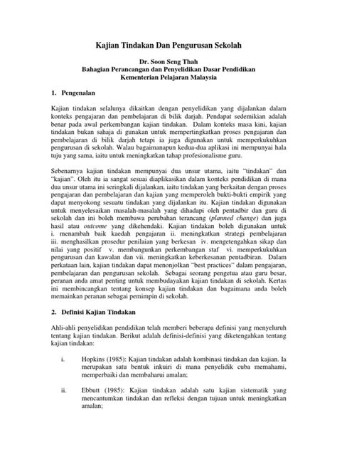 Namun bagaimana dengan istilah penelitian tindakan kelas atau. Kajian Tindakan Dan Pengurusan Sekolah