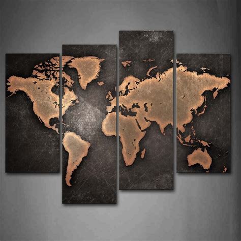 World Map Black Background Wall Art Painting Dropshipping