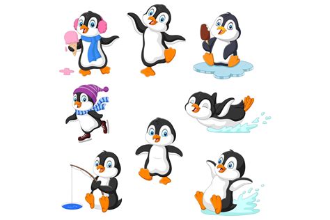 Cartoon Penguins Clipart Graphic By Tigatelusiji · Creative Fabrica