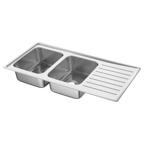 We used standard under mount clips from home depot. VATTUDALEN Inset sink, 2 bowls with drainboard - stainless ...