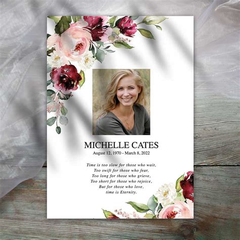 Funeral Keepsake Memorial Cards With A Photo And Funeral Poem