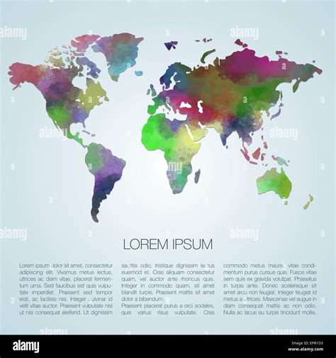 World Vector Map Painted With Watercolors Web And Mobile Template