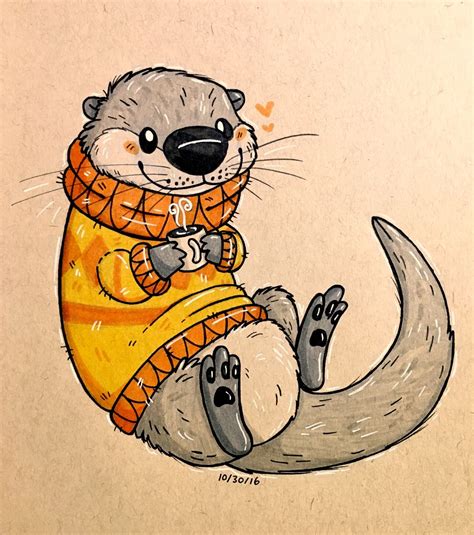 Maggie Loves Otters Marker Art Cute Drawings Otter Art