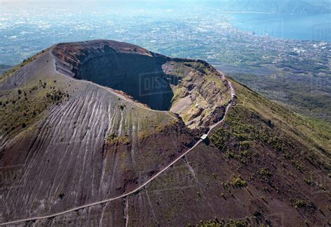 Aerial View Of Mount Vesuvius Volcano Naples Campania Italy Europe