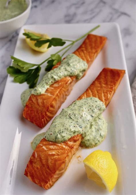 Roasted Salmon With Greens Mustard Sauce Recipe