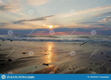 Foamy Wave At The Sunset Beach Stock Photo Image Of