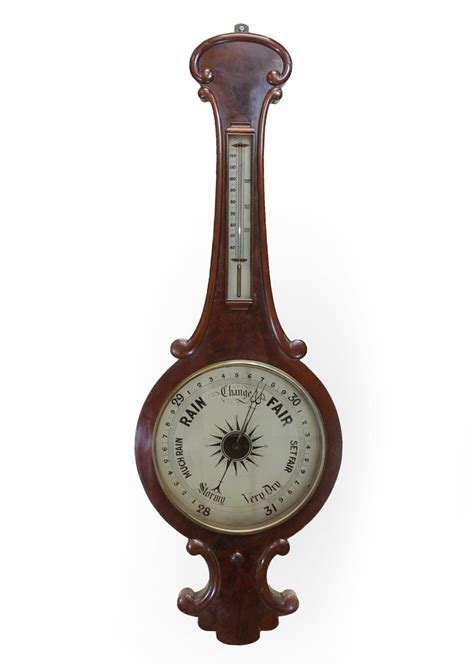 Barometers have been used to measure the atmospheric pressure since the mid 1640's when they were invented by the italian the aneroid barometer came next in 1843 and consisted of a small set of bellows that expanded and contracted according to the atmospheric. Antiques Atlas - Mahogany Barometer With A Translucent ...