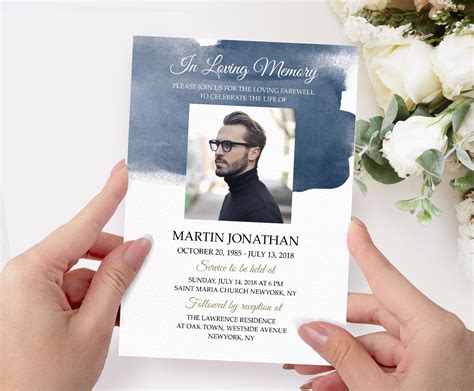 Our diy homegoing celebration funeral program template design enables you to edit it and print it yourself. F14 Funeral Invitation blue watercolour, funeral ...