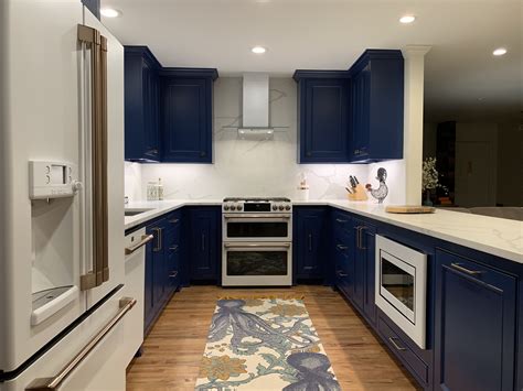 Draw yourself or let us draw for you. Salty Dog Blue Cabinets | Kitchen remodel, Blue cabinets ...