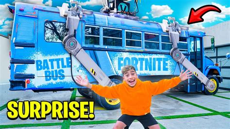 Surprising Our Son With A Fortnite Battle Bus In Real Life Youtube