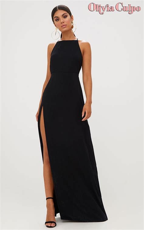 Black Strappy Back Detail Chiffon Maxi Dress