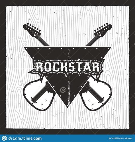 Rockstar Poster Grunge Electro Guitars With Lettering Tee Print