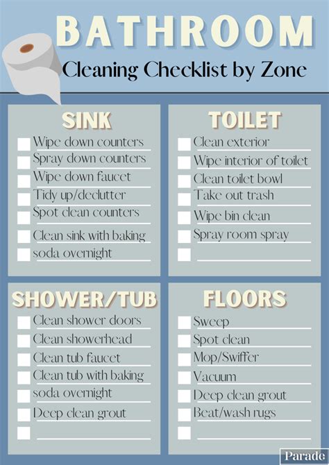 10 Printable Bathroom Cleaning Checklists Bathroom Cleaning Tips Parade