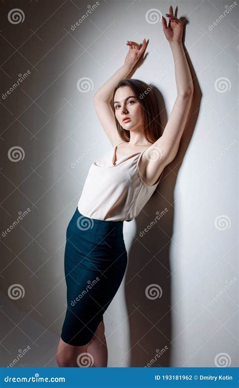Business Woman Standing Near The Wall Stock Photo Image Of Eyes