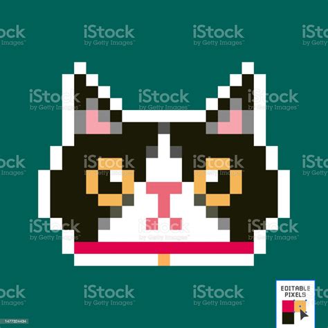Cute Kitten Domestic Pet Pixel Art Isolated Vector 8 Bit Pixel Cats
