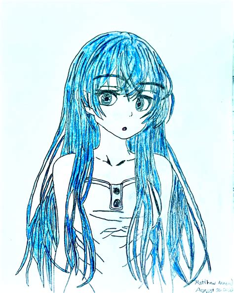 Artstation Anime Girl Blue Hair