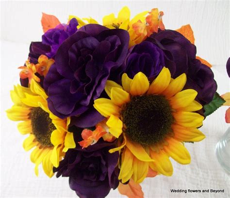White and pink peonies on with falling leaves. Sunflower Bridal Bouquets Purple Orange and yellow Wedding