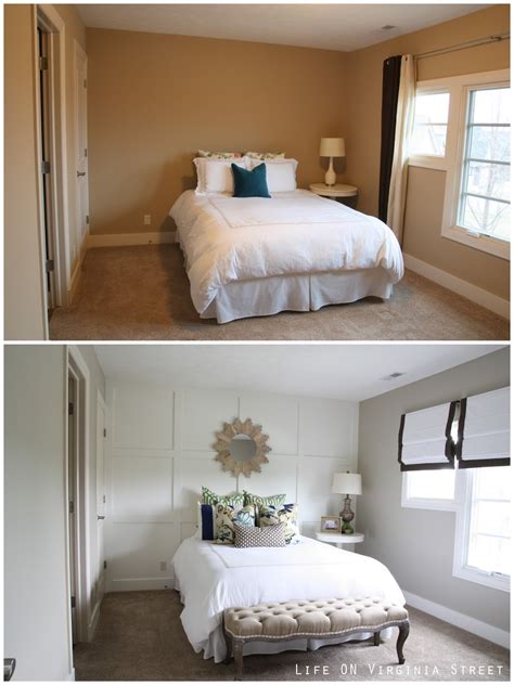 A brass bed paired with toile bedding and curtains dates the look of this master bedroom. Queen Guest Bedroom Reveal - Life On Virginia Street