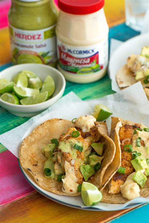 In the meantime, combine the mayonnaise, cilantro, honey, chipotles, lime juice and salt in a food processor and blend until add the fish and cook for 3 to 4 minutes per side. Grilled Fish Tacos with Spicy Mayo - Nibbles and Feasts