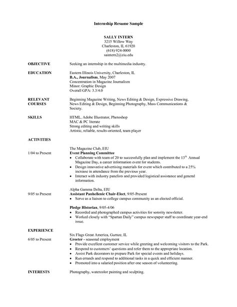 You can filter down to those that relate to your degree program. College Student Resume for Internship | williamson-ga.us