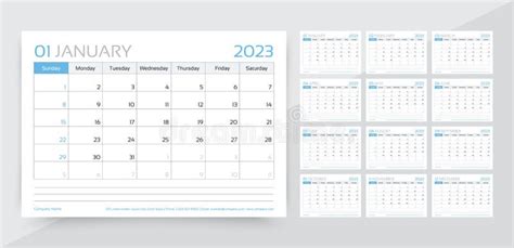 Calendar 2023 Year Planner Template Vector Illustration Monthly