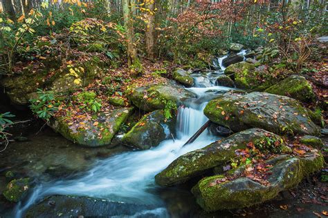 Autumn Waterfall In Smoky Mountains National Park Photograph By Carol