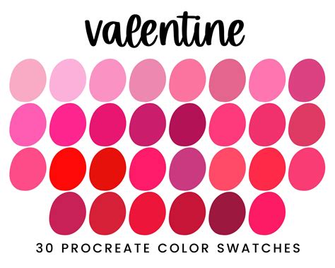 valentine procreate color palette swatches instant download color schemes colour palettes