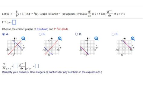 Solved Df Dx Df Let F X X 8 Find F 1 X Graph F X