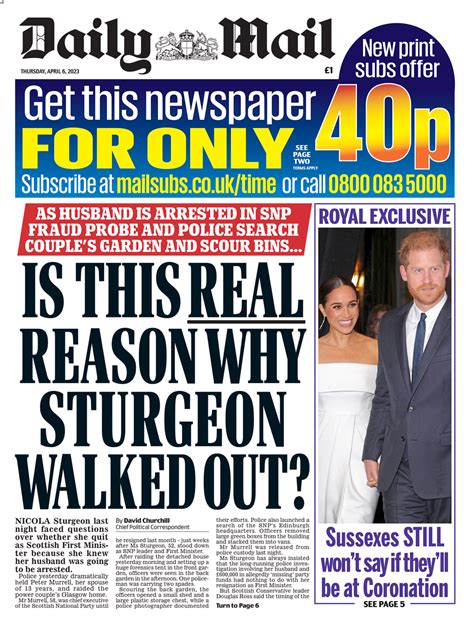 daily mail front page 6th of april 2023 tomorrow s papers today
