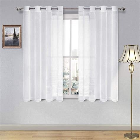 Dwcn Sheer Curtains Linen Look Grommet Curtain For Bedroom White Window