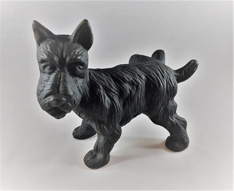 Vintage Cast Iron Scottie Dog Dog Stop Black Metal Scottish Terrier