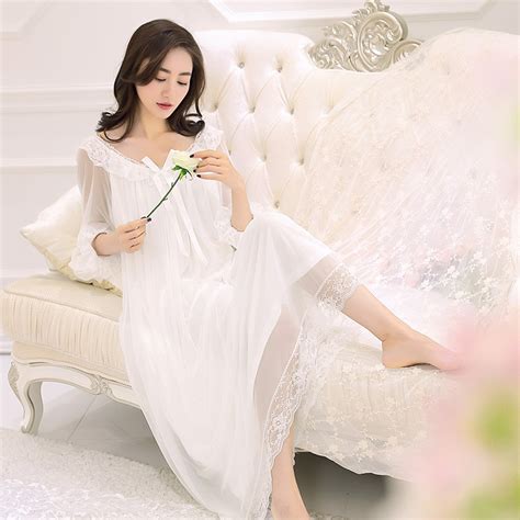 New Spring Spot Female Royal Style Vintage Lace Nightgown Sleepshirts Wholesale Sexy Aesthetic