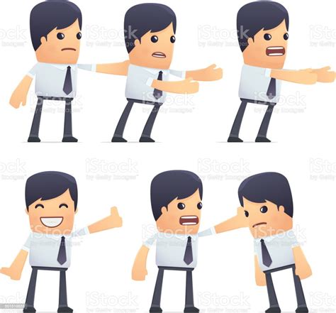 Set Of Businessman Character In Different Poses Stock Illustration