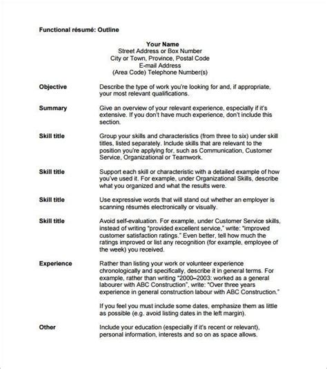 How to correctly outline your cv content the layout and presentation of your cv is a critical part of writing a perfect cv which will result in getting into interviews. 9+ Resume Outline Templates - DOC, Excel, PDF | Free ...