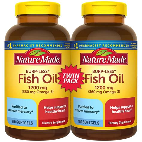 The Nature Made Burp Less Fish Oil 1200 Mg Softgels For Heart Health