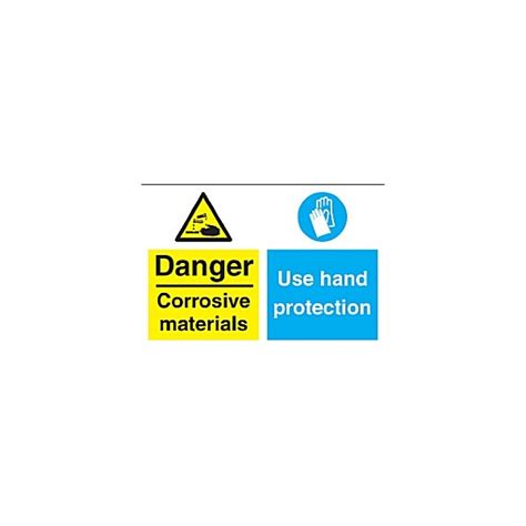 Danger Corrosive Materials Use Hand Protection Sign Awareness