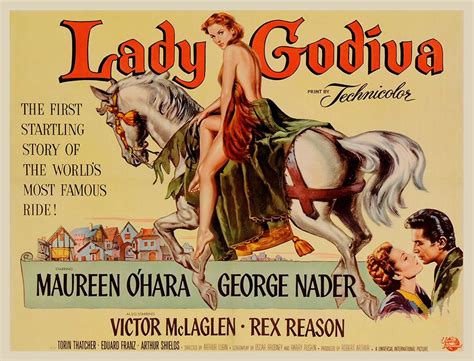 George Nader Maureen O Hara Lady Godiva 1955 Lady Godiva Classic Movie Posters Movie