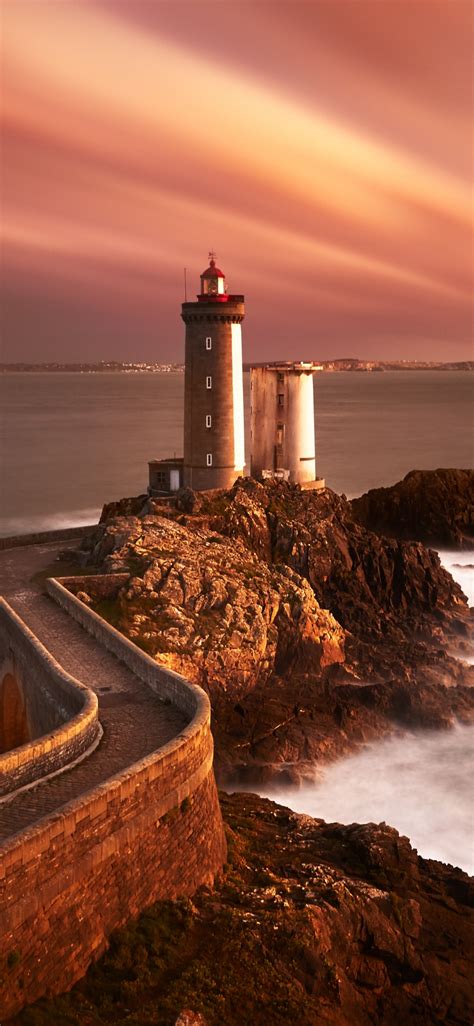 Lighthouse 4k Wallpaper Sunset Seascape Twilight Dusk