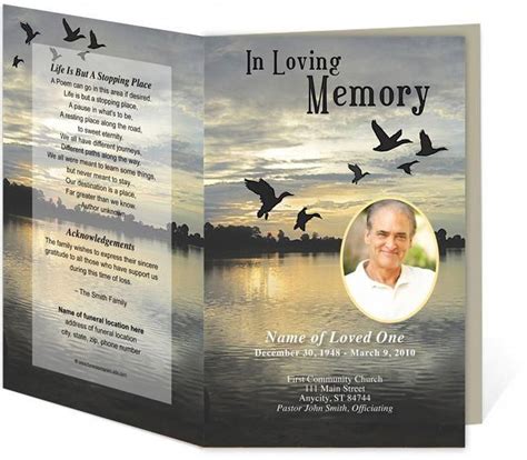 Funeral Bulletins Templates Outdoor Theme Flight Preprinted Title